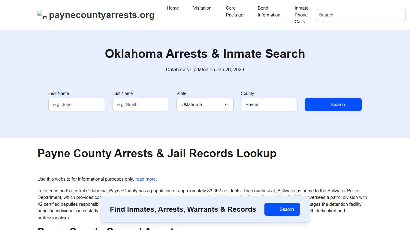 Payne County, OK Arrests, Warrants, Police Records Search